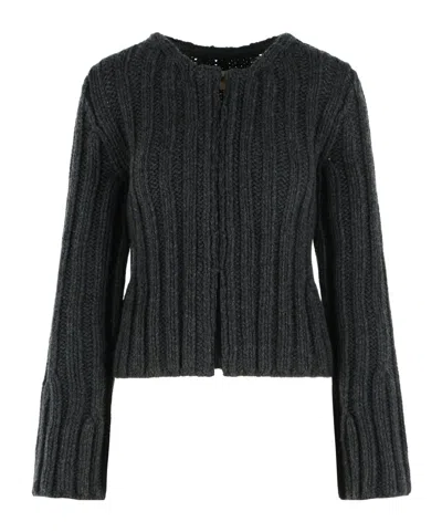 Khaite Long-sleeve Cardigan In Black
