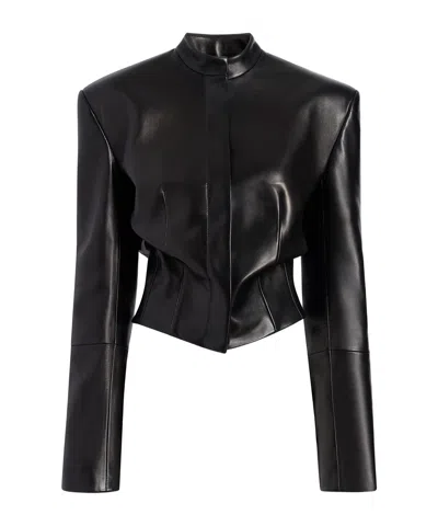 Khaite Long-sleeve Leather Jacket In Black