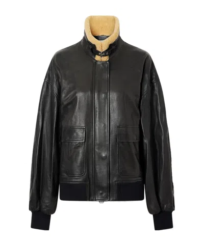 Khaite Sandor Leather Biker Jacket In Black