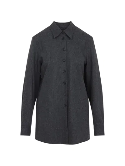 Khaite Loong-sleeve Buttoned Shirt In Gray