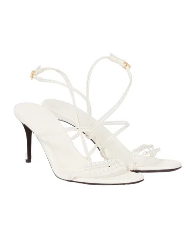 Khaite Loop Bead-embellished Leather Sandals In White