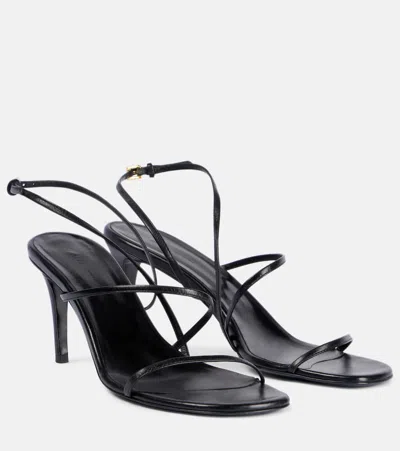 Khaite Black Leather Loop Sandals