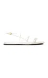 Khaite Loop Beaded Detail Flat Leather Sandals In White
