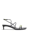 Khaite Loop Beaded Leather Sandals In Black