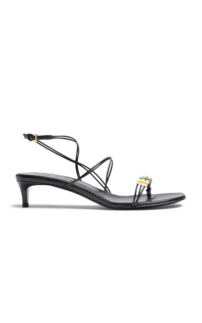 KHAITE LOOP BEADED LEATHER SANDALS