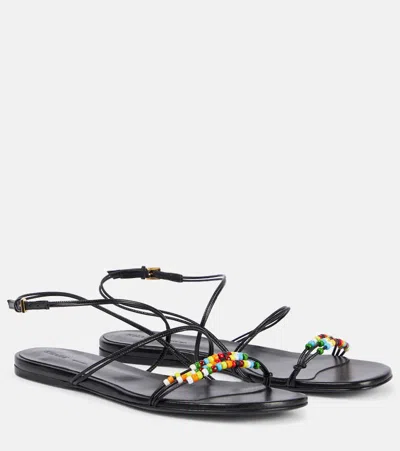KHAITE LOOP BEADED LEATHER SANDALS