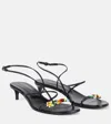 Khaite Loop Beaded Leather Sandals In Black