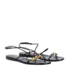 Khaite Loop Flat Sandals With Beads Black In Multi