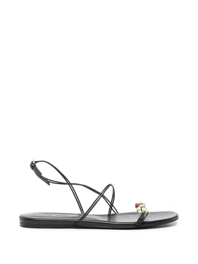 Pre-owned Khaite Loop Beaded-embellished Sandals In Black