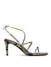 Khaite Loop Snake-effect Leather Sandals In Beige