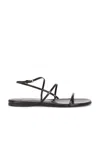 Khaite Black Leather Loop Sandals In Black