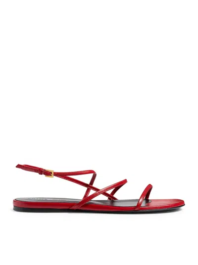 Khaite Strappy Flat Sandal In Red