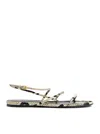 Khaite Loop Python-effect Leather Sandals In Nude & Neutrals