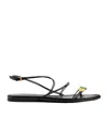 Khaite Loop Beaded Leather Sandals In Black