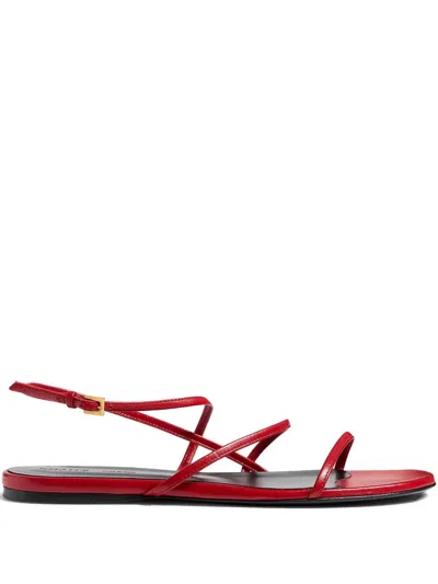 Khaite Strappy Flat Sandal In Red