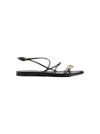Khaite Loop Flat Sandals With Beads Black In Burgundy