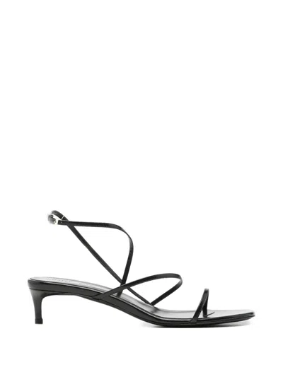 Pre-owned Khaite Loop Heeled Sandals In Black