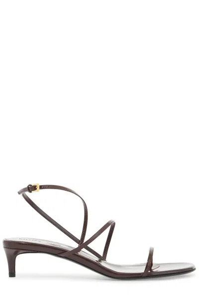 Khaite Loop Heeled Sandals In Red Wine