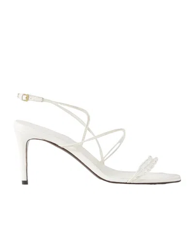 Khaite Loop Bead-embellished Leather Sandals In White