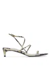 Khaite Strappy Python-embossed Kitten Sandals In Beige