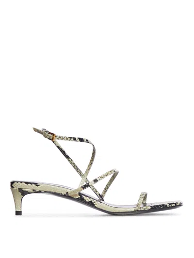 Khaite Strappy Python-embossed Kitten Sandals In Natural