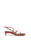 Khaite Loop Suede Kitten-heel Sandals In Red