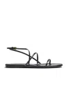 Khaite Loop Leather Flat Sandals In Black