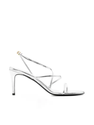 Pre-owned Khaite Loop Metallic-effect Strappy Sandals In Silver