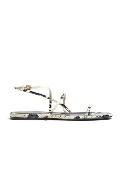 KHAITE LOOP PYTHON-EFFECT LEATHER SANDALS
