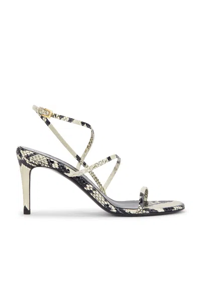 Khaite Loop Snake-effect Leather Sandals In Beige Comb