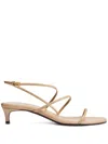 Khaite Loop Leather Sandals In Gold