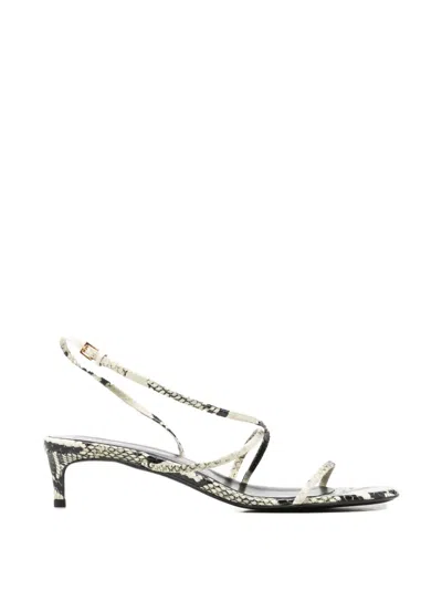 Pre-owned Khaite Loop Snakeskin-print Strappy Sandals In Neutral