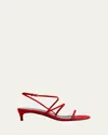Khaite Loop Suede Kitten-heel Sandals In Red