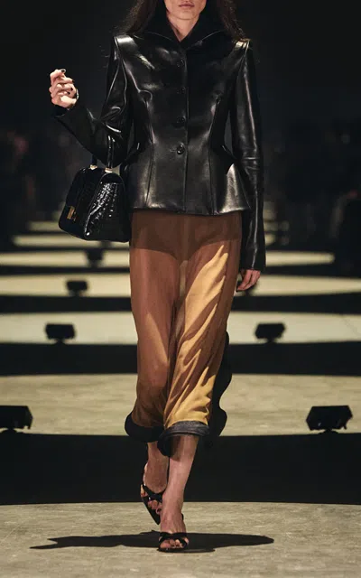 Khaite Lore Collared Leather Jacket In Black