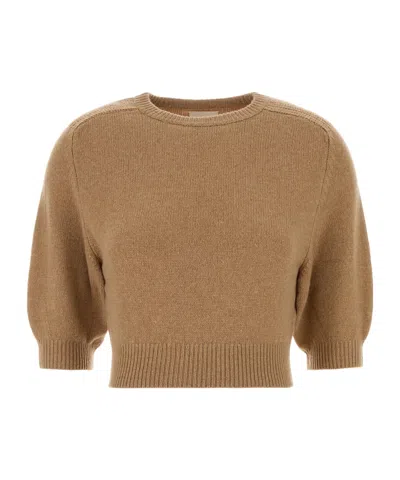 Khaite Camel Wool Blend Lorelai Sweater In Brown