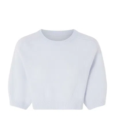 Khaite Lorelai Short Wool And Cashmere Blend Sweater In Metallic