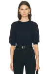 Khaite Lorelai Short Wool And Cashmere Blend Sweater In Blue