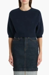Khaite Lorelai Short Wool And Cashmere Blend Sweater In Blue