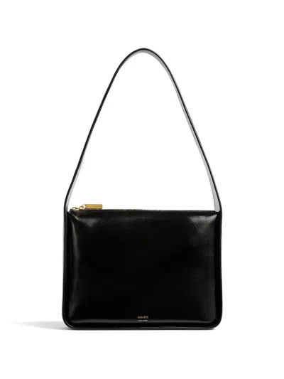 Khaite Small Lori Polished Leather Shoulder Bag In Black