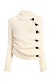Khaite Lorrai Knit Silk Cardigan In White