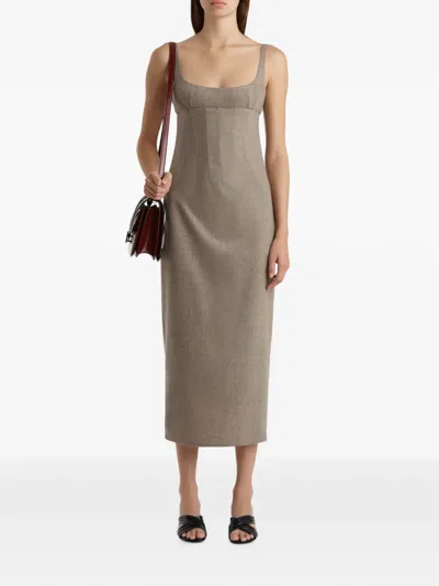 Khaite Lotte Dress In Sepia In Multi