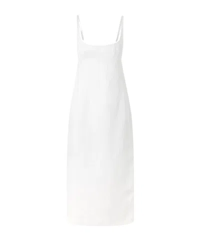 Khaite Lotte Linen Midi Dress In White