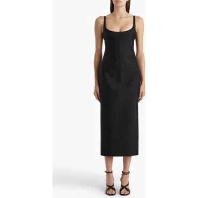 Khaite Lotte Virgin Wool & Silk Faille Sheath Dress In Black