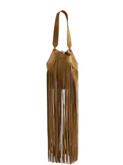 Khaite Lotus Fringe Shoulder Bag In Brown