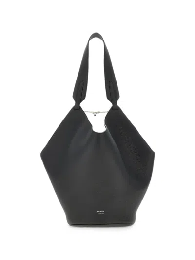 Khaite Lotus Grained Leather Shoulder Bag In Black