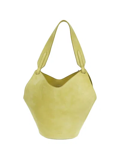 Khaite Lotus Leather Tote Bag In Yellow