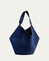 Khaite Lotus Medium Calfskin Suede Tote Bag In Blue