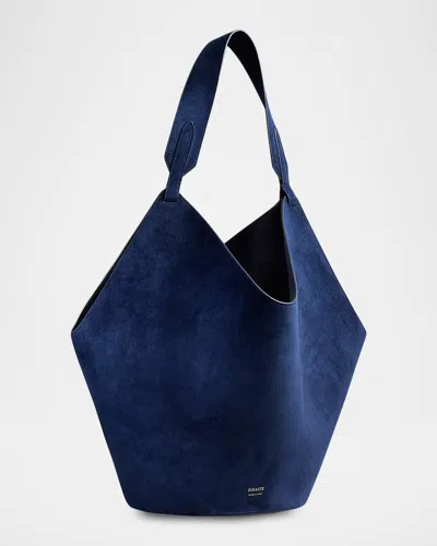 Khaite Lotus Medium Calfskin Suede Tote Bag In Blue