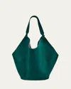 Khaite Lotus Medium Calfskin Suede Tote Bag In English Green