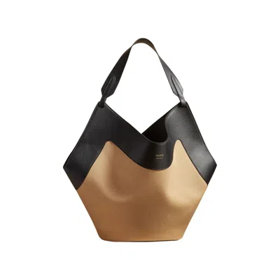 Pre-owned Khaite Lotus Medium Canvas Tote 'black/honey' | Women's Size Onesize